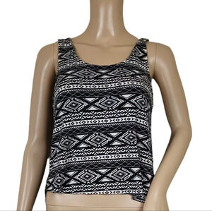 Charlotte Russe Aztec Black White Crop Top Bow